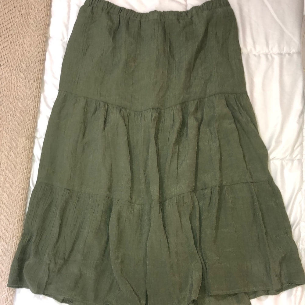 Nanette Lepore Green Tiered Maxi Skirt Casual